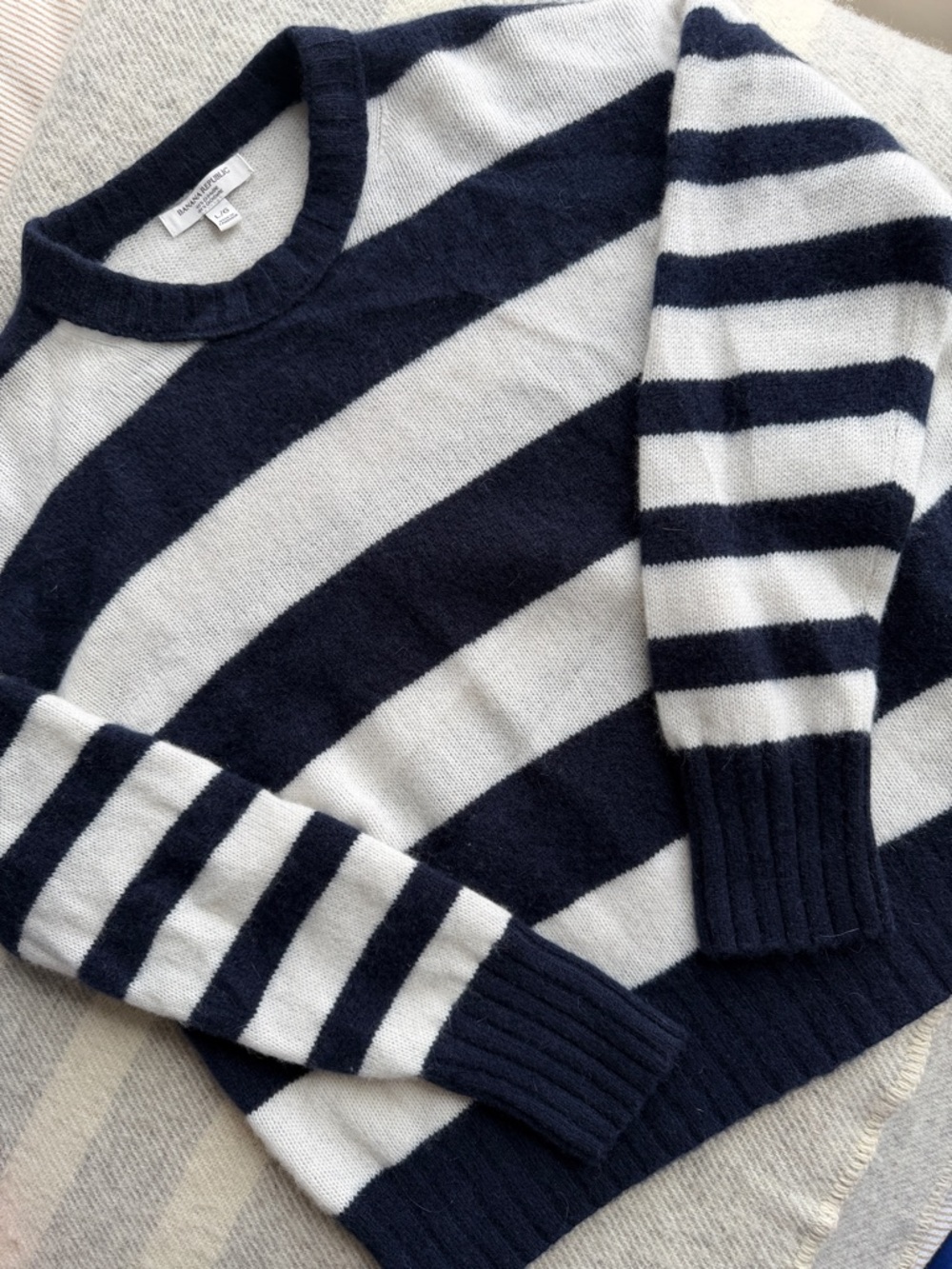 Nautical Banana Republic Navy and White Striped Crewneck Sweater